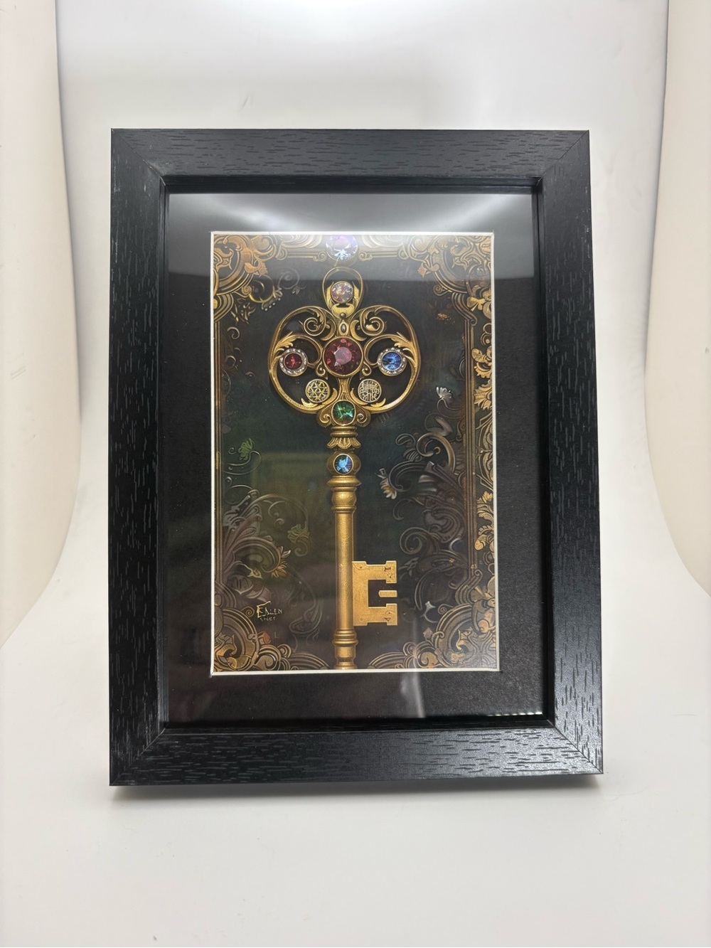 Ornate Skeleton Key Art Print – Framed 5x7 Gothic Fantasy Decor